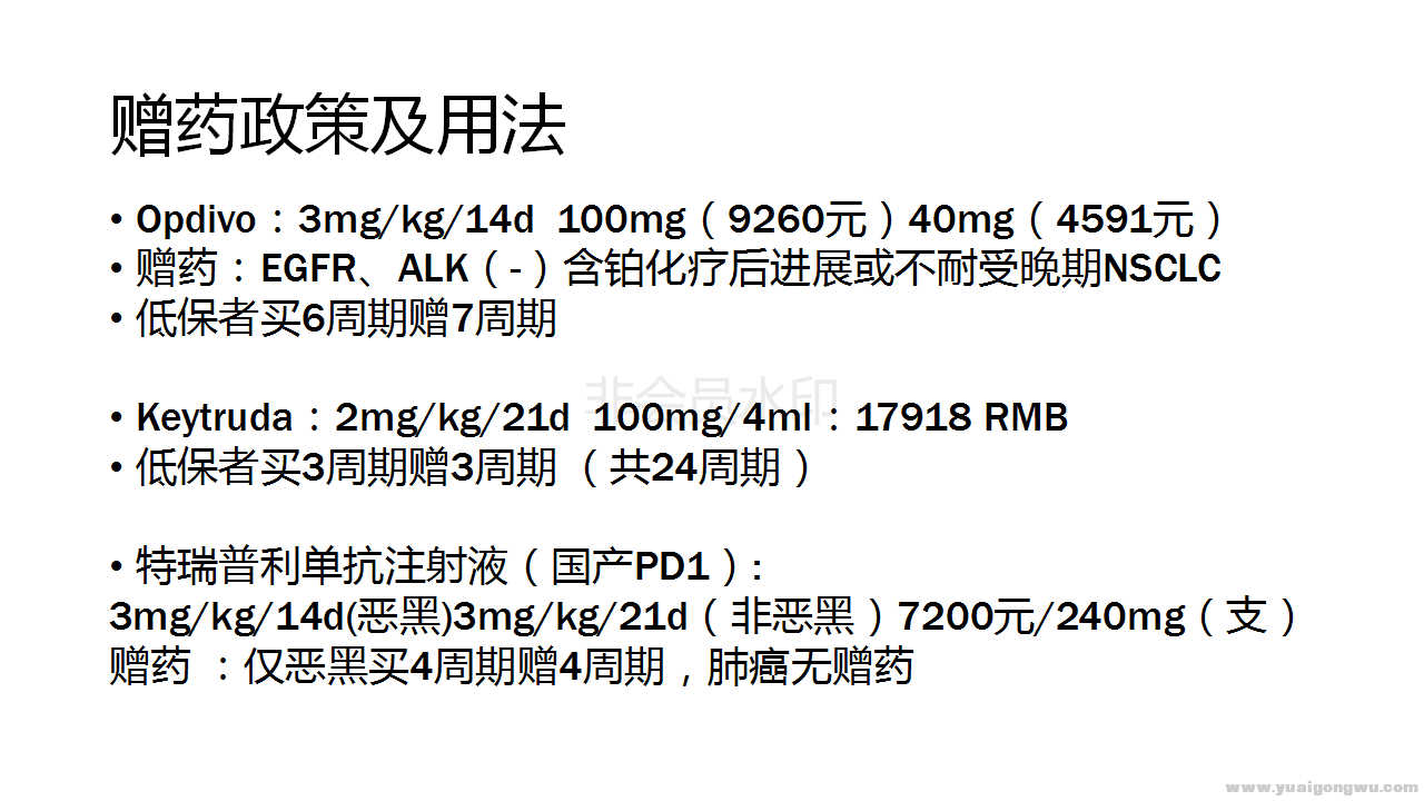 目前的用法和赠药政策（网上收集）